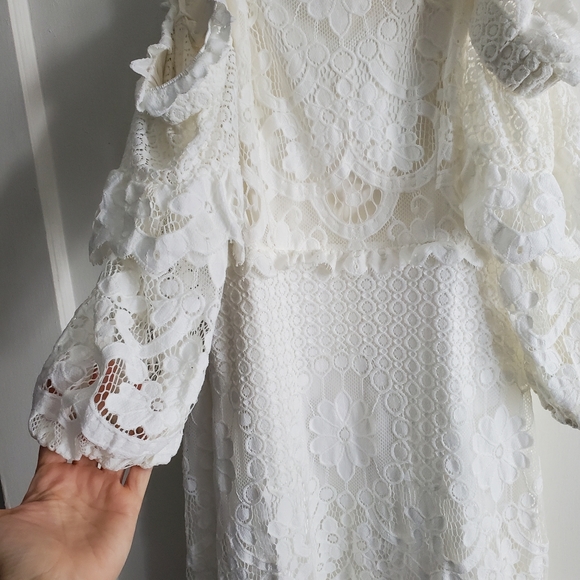 Parker Irma Lace Off the Shoulder Dress in White Size 8 - Picture 5 of 12